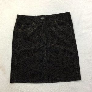 NWT Ann Taylor Pencil Skirt Size 6 Womans Brown Corduroy Leopard Animal Print